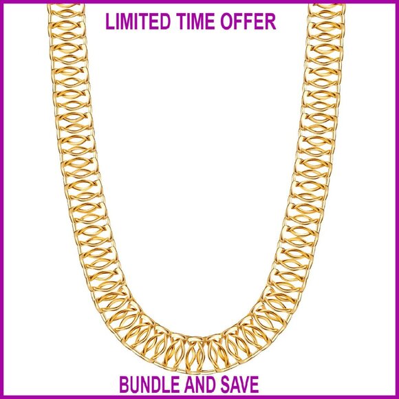 18K Gold Plated Mesh Necklace 16-20 Inch Waterproof Tarnish Free